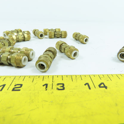 Parker 1/4" Tube Compression Brass Union Coupling Splice Lot Of 15