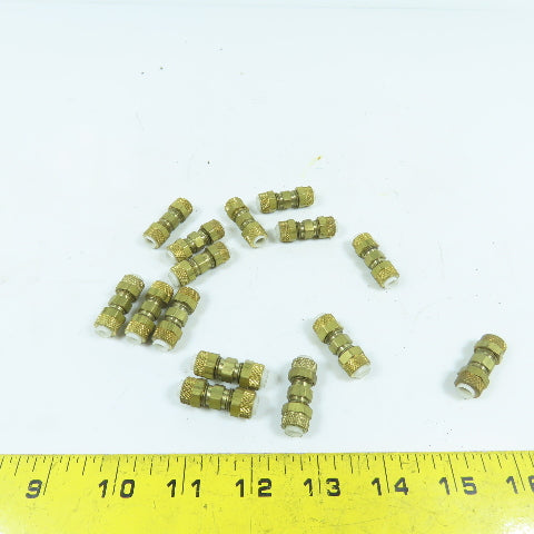 Parker 1/4" Tube Compression Brass Union Coupling Splice Lot Of 15