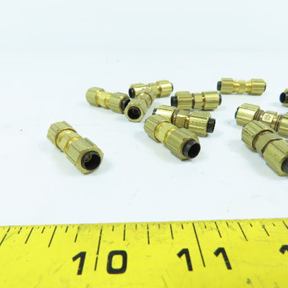 1/4" Tube Compression Brass Union Coupling Splice Lot Of 15