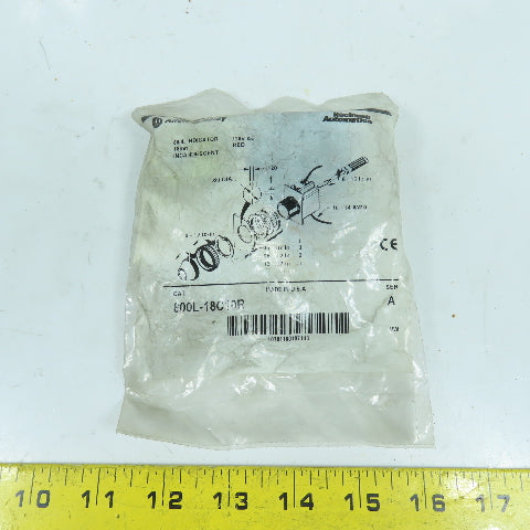 Allen Bradley 800L-18C10R Ser A 18mm Red Indicator Light Incandescent 120VAC NEW