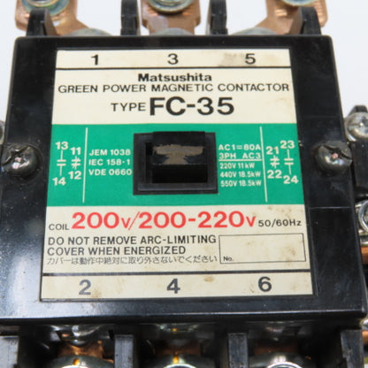 Matsushita FC-35 Green Power Magnetic Contactor 200/220V Coil 600V 18.5kW