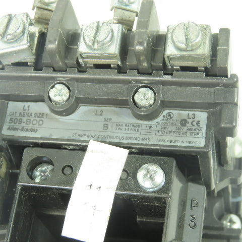 Allen Bradley 509-BOD Ser B Size 1 Non-Reversing Motor Starter 600VAC 27A