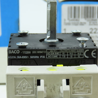 Baco 222104 50A 600VAC Disconnect Switch W/ Accessories 222 269 & 222 274 New