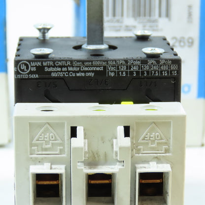 Baco 222104 50A 600VAC Disconnect Switch W/ Accessories 222 269 & 222 274 New
