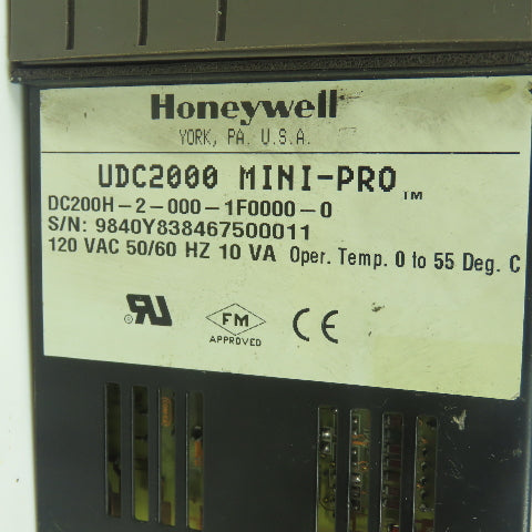 Honeywell DC200H-2-000-1F0000-0 UDC2000 Mini-Pro Digital Controller Rev 1 120VAC
