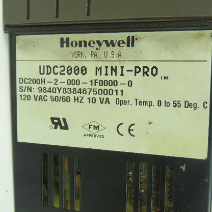 Honeywell DC200H-2-000-1F0000-0 UDC2000 Mini-Pro Digital Controller Rev 1 120VAC