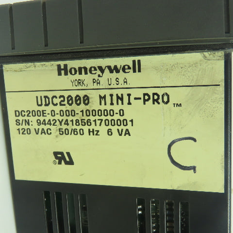 Honeywell DC200E-0-000-100000-0 UDC2000 Mini-Pro Digital Controller 120VAC 6VA
