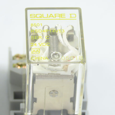 Square D RSD4P14V53 8501 24VDC Relay & Base 3A 120/240VAC 1/10HP Lot Of 3