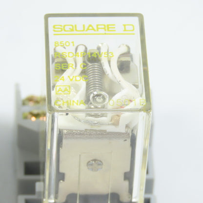 Square D RSD4P14V53 8501 24VDC Relay & Base 3A 120/240VAC 1/10HP Lot Of 3