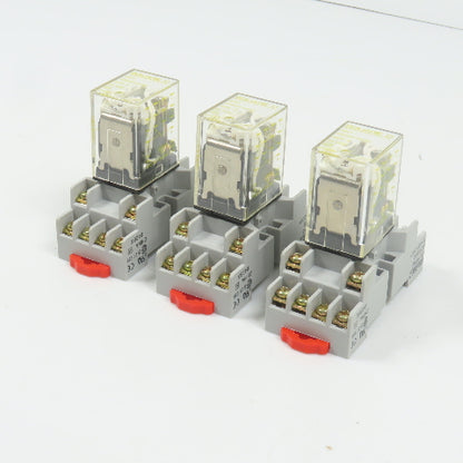 Square D RSD4P14V53 8501 24VDC Relay & Base 3A 120/240VAC 1/10HP Lot Of 3
