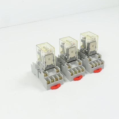 Square D RSD4P14V53 8501 24VDC Relay & Base 3A 120/240VAC 1/10HP Lot Of 3