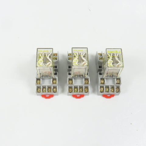Square D RSD4P14V53 8501 24VDC Relay & Base 3A 120/240VAC 1/10HP Lot Of 3