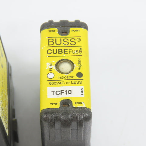 Buss TCF10 Time Delay Dual Element Cube Fuse 10A W/ TCFH30 Bases Lot Of 5