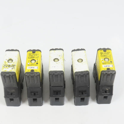 Buss TCF10 Time Delay Dual Element Cube Fuse 10A W/ TCFH30 Bases Lot Of 5