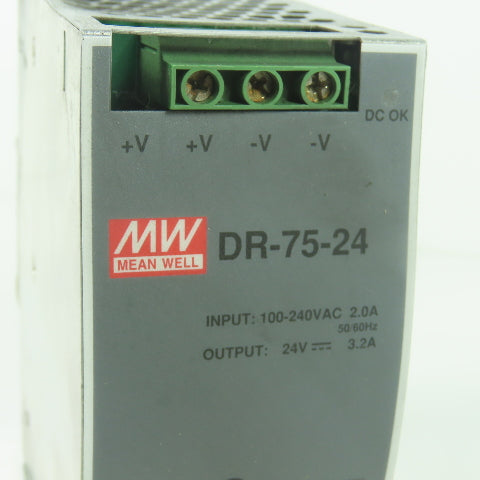 Mean Well DR-75-24 Power Supply 100-240VAC 2.0A Input 24V 3.2A Output