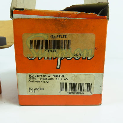 Simpson 35075 Analog Panel Meter 0-50 AC Amperes 1357M-0-50/5 ACA 3.5 UL WV
