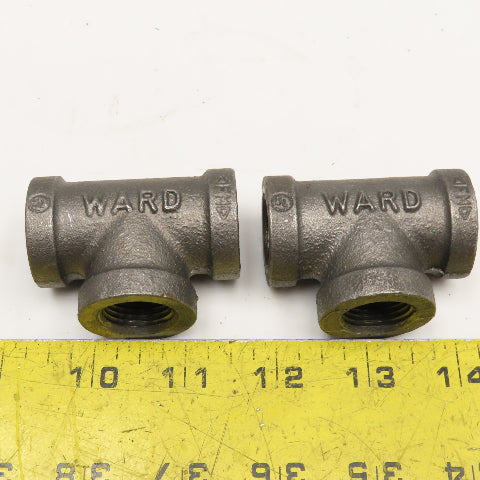 Ward 1/2" NPT Malleable Black Iron Pipe Tee Lot Of 2