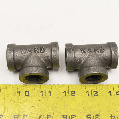 Ward 1/2" NPT Malleable Black Iron Pipe Tee Lot Of 2