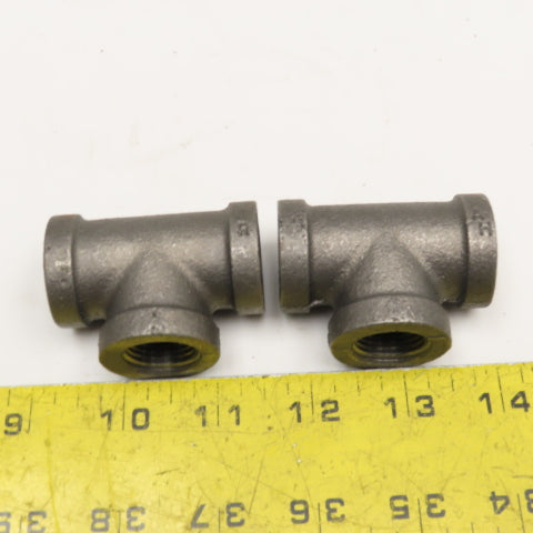 Ward 1/2" NPT Malleable Black Iron Pipe Tee Lot Of 2