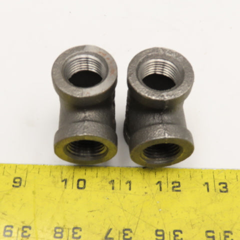 Ward 1/2" NPT Malleable Black Iron Pipe Tee Lot Of 2
