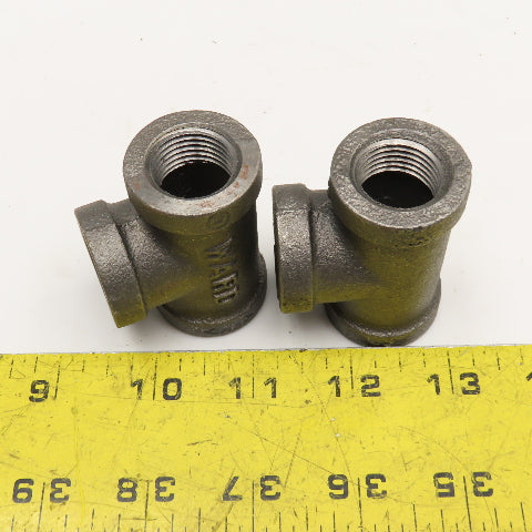 Ward 1/2" NPT Malleable Black Iron Pipe Tee Lot Of 2