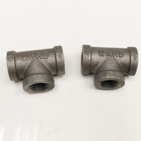 Ward 1/2" NPT Malleable Black Iron Pipe Tee Lot Of 2