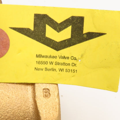 Milwaukee Valve Co. 1-1/4" Brass Swing Check Valve USA
