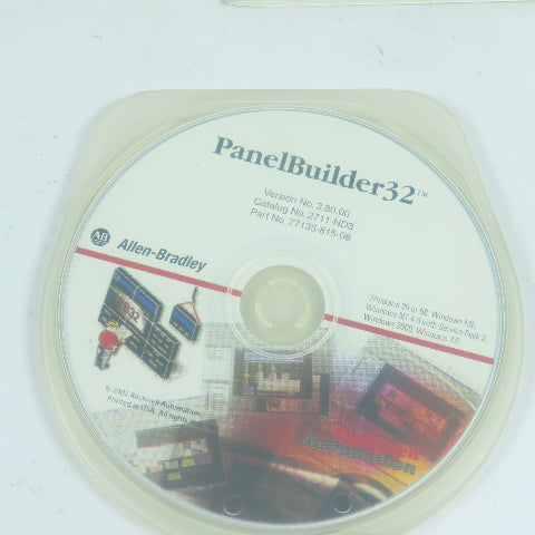 Allen Bradley 2711-ND3 Ser E Ver 3.80 PanelBuilder 32 Disc & Manuals Only