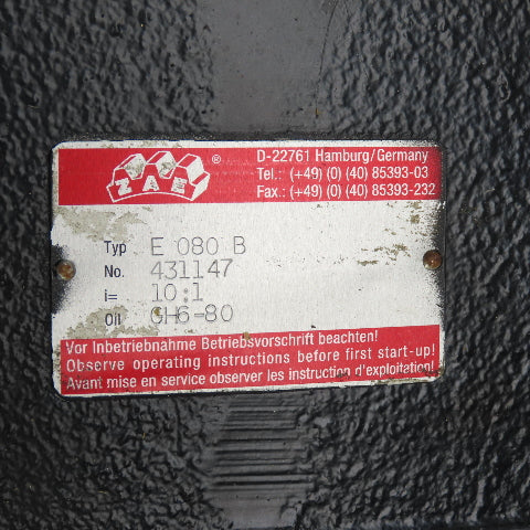ZAE E 080 B 10:1 3.0kW Gear Motor 230/400V 3PH 50HZ 144RPM Out W/ Brake 24V