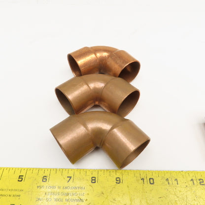 Elkhart Products 1-1/2" Copper Sweat Couplings 90° Elbows Pipe Fittings Lot Of 6