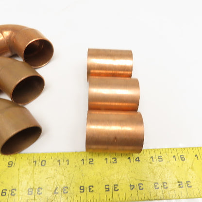 Elkhart Products 1-1/2" Copper Sweat Couplings 90° Elbows Pipe Fittings Lot Of 6
