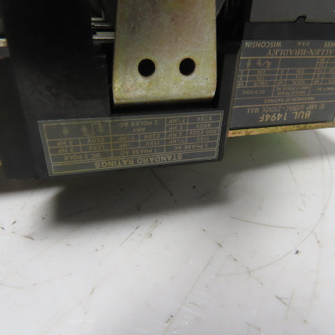 Allen Bradley 1494F-NFL30 Ser A Disconnect Switch 30A 600VAC 250VDC 3-Pole