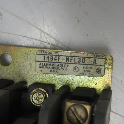 Allen Bradley 1494F-NFL30 Ser A Disconnect Switch 30A 600VAC 250VDC 3-Pole