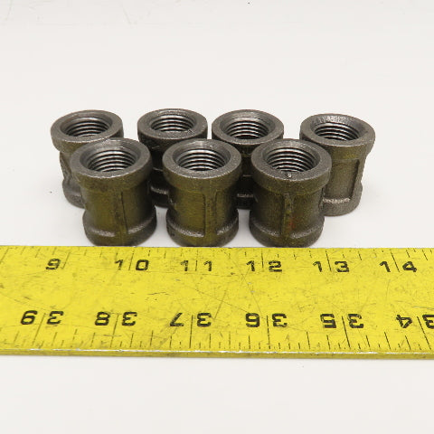 1/2" NPT Malleable Black Iron Pipe Coupling Lot Of 7