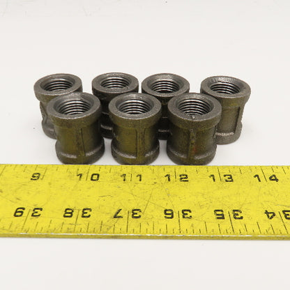 1/2" NPT Malleable Black Iron Pipe Coupling Lot Of 7