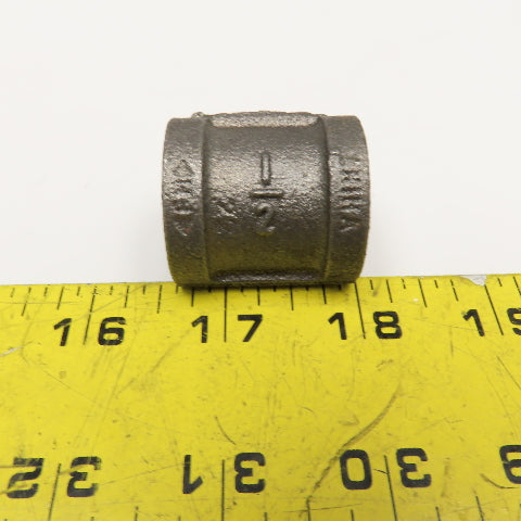 1/2" NPT Malleable Black Iron Pipe Coupling Lot Of 7