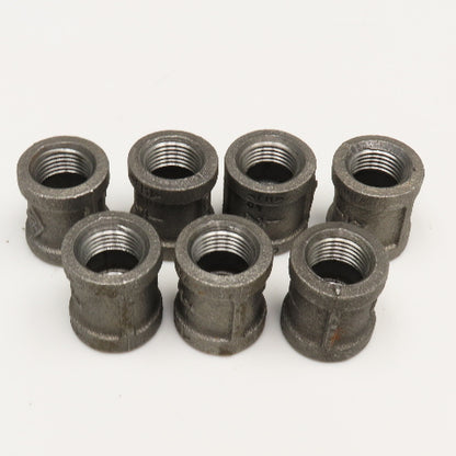 1/2" NPT Malleable Black Iron Pipe Coupling Lot Of 7