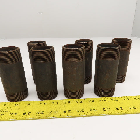 1-1/2" NPT x 4-1/2" Long Malleable Black Iron Pipe Nipple Lot Of 7
