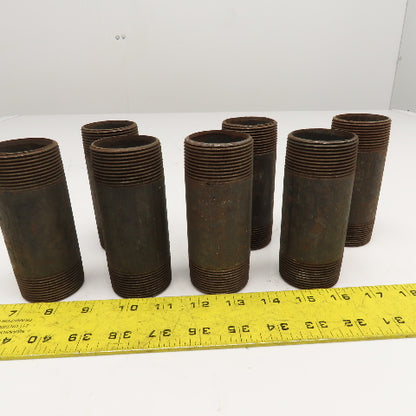 1-1/2" NPT x 4-1/2" Long Malleable Black Iron Pipe Nipple Lot Of 7