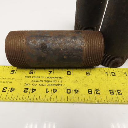 1-1/2" NPT x 4-1/2" Long Malleable Black Iron Pipe Nipple Lot Of 7