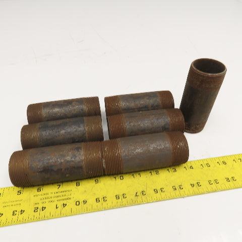 1-1/2" NPT x 4-1/2" Long Malleable Black Iron Pipe Nipple Lot Of 7