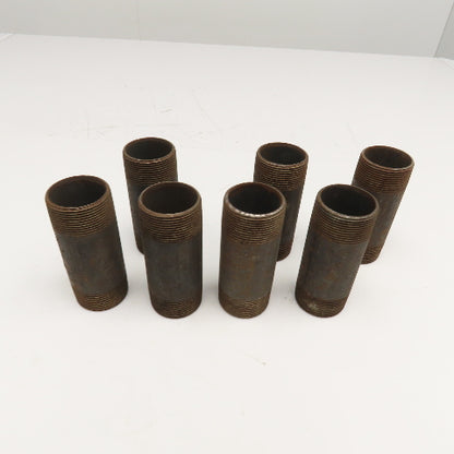 1-1/2" NPT x 4-1/2" Long Malleable Black Iron Pipe Nipple Lot Of 7
