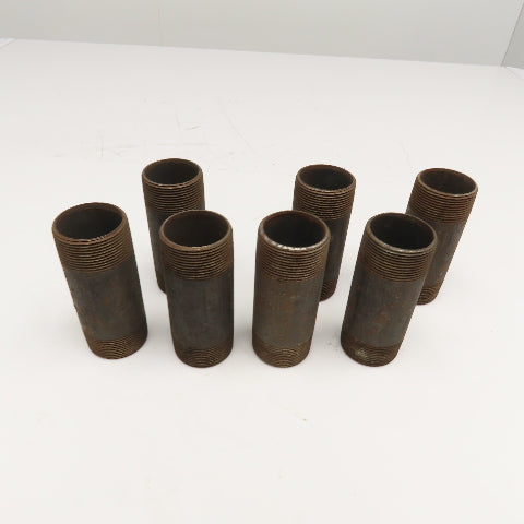 1-1/2" NPT x 4-1/2" Long Malleable Black Iron Pipe Nipple Lot Of 7