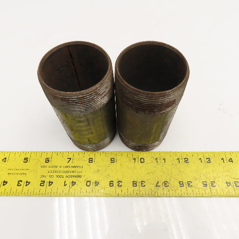 2" NPT x 4-1/2" Long Malleable Black Iron Pipe Nipple Lot Of 2