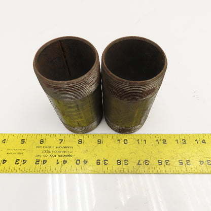 2" NPT x 4-1/2" Long Malleable Black Iron Pipe Nipple Lot Of 2