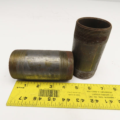 2" NPT x 4-1/2" Long Malleable Black Iron Pipe Nipple Lot Of 2