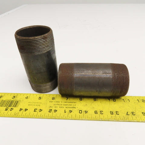 2" NPT x 4-1/2" Long Malleable Black Iron Pipe Nipple Lot Of 2