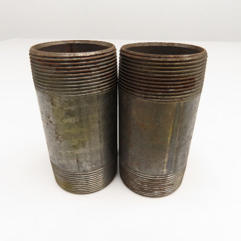 2" NPT x 4-1/2" Long Malleable Black Iron Pipe Nipple Lot Of 2