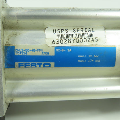 Festo DNUZ-50-45-PPV Double Ended Pneumatic Cylinder 174PSI 50mm Bore 45mmStroke
