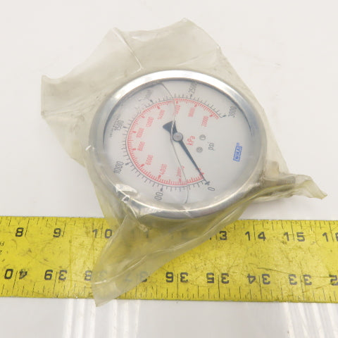 Wika 0-3000PSI 0-20,000kPa Pressure Gauge Filled 1/4" NPT 4-1/4"